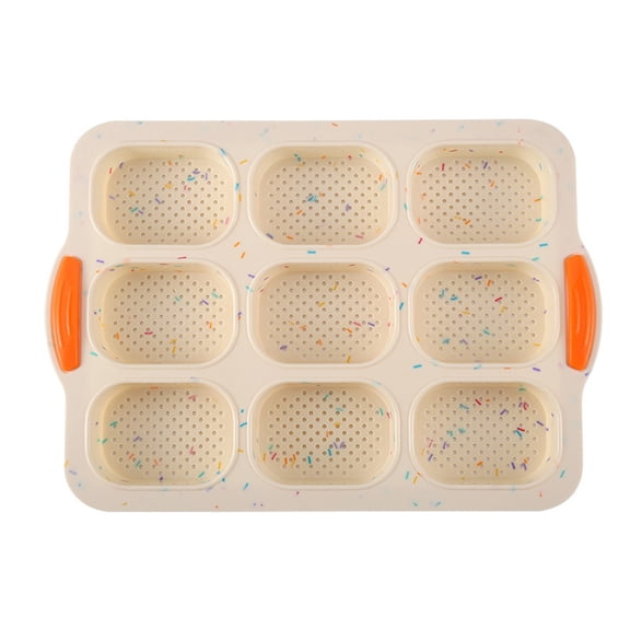 Silicone Mini Loaf Pan Set - 9-Cavity Non-Stick Bread Mold with Metal Frame for Banana Bread, French Baguettes & More - Food Grade, Easy Release Baking Tray (33.5x23.5cm)
