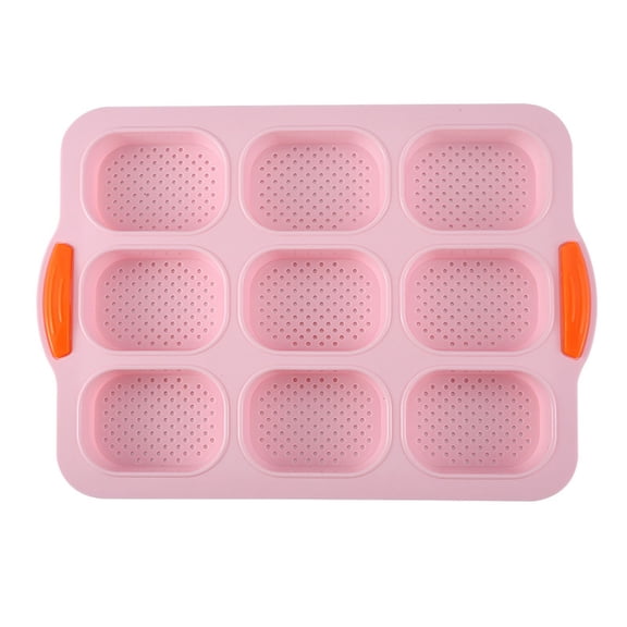 Silicone Mini Loaf Pan Set - 9-Cavity Non-Stick Bread Mold with Metal Frame for Banana Bread, French Baguettes & More - Food Grade, Easy Release Baking Tray (33.5x23.5cm)