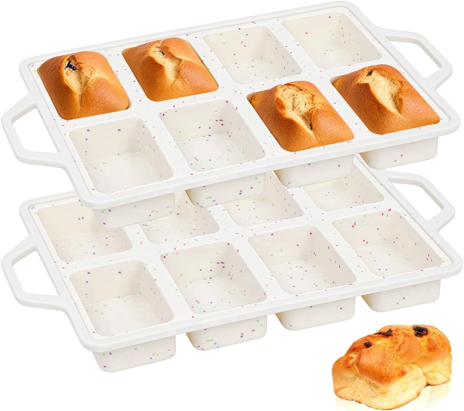 NOBRAND Silicone Mini Loaf Pans with Metal Reinforced Frame, 2 Pack ...