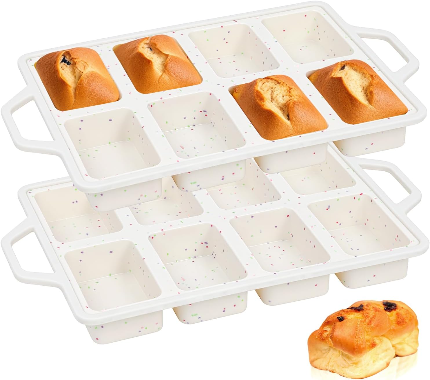 Silicone Mini Loaf Pans with Metal Reinforced Frame-2 Pack, Non-stick ...
