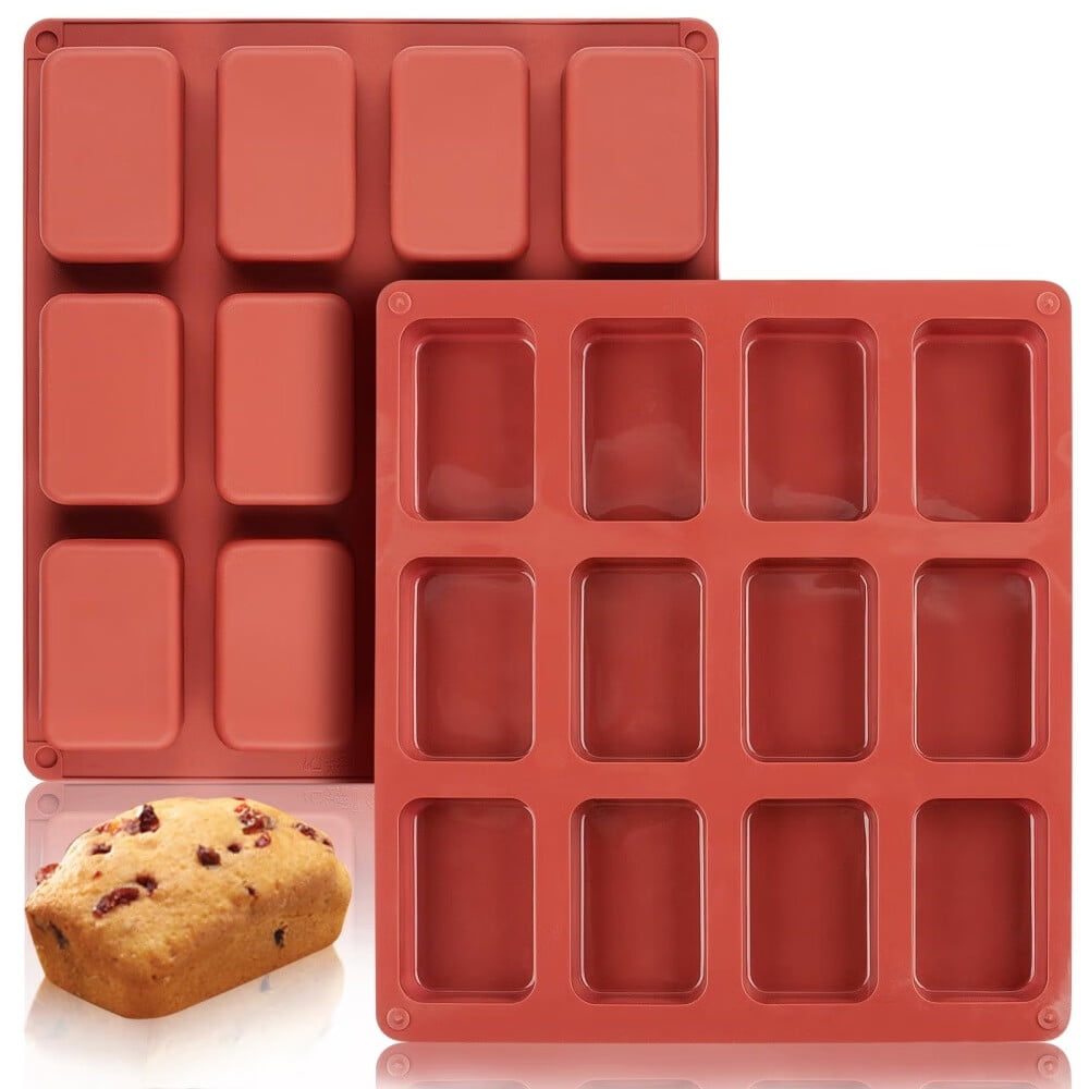 Silicone Mini Loaf pan-(2PCS) 12 Cavities Mini Bread Pan,Non-stick ...