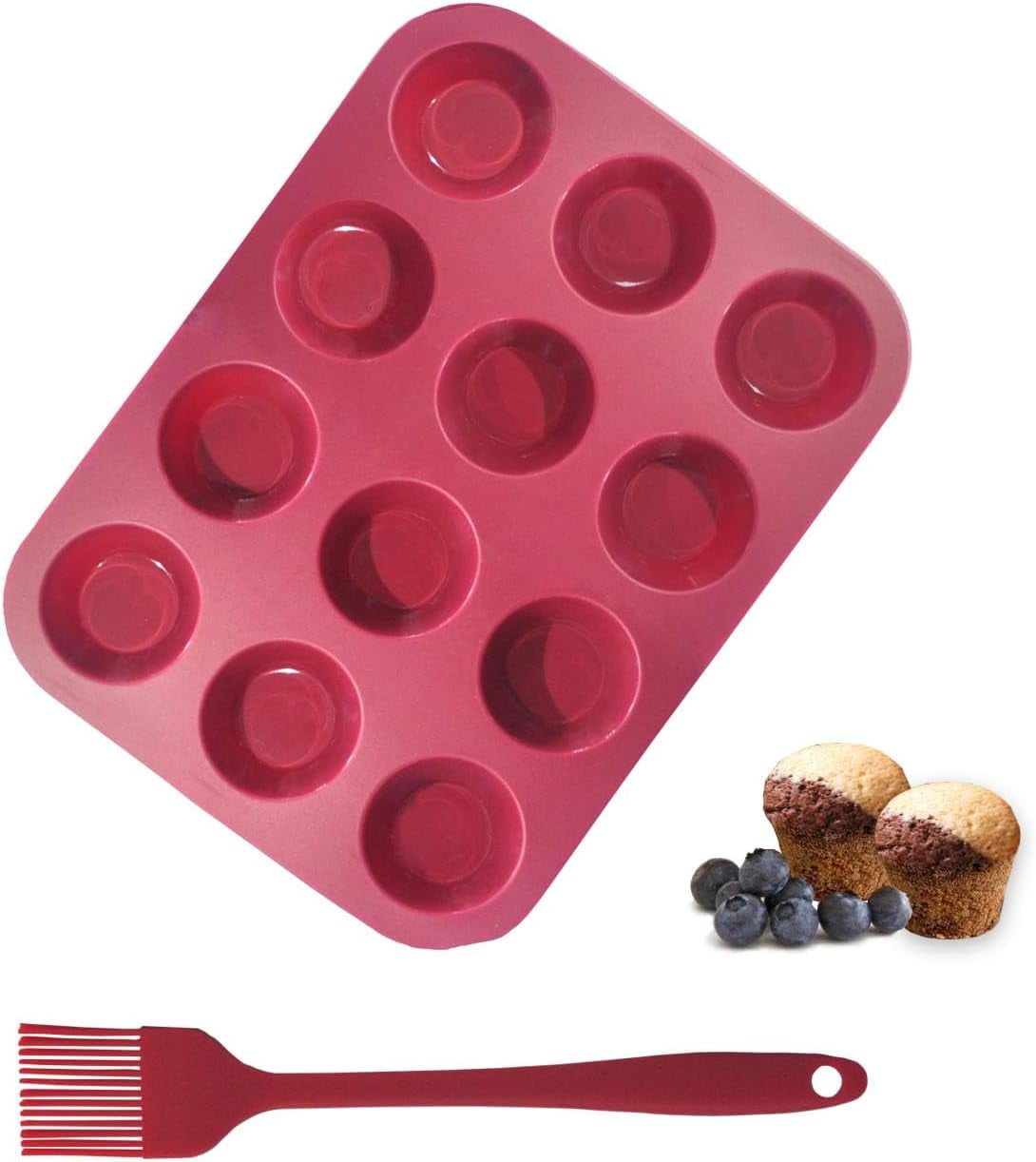 Silicone Mini Muffin Pan, 12Cup Mini Cupcake Pan with Silicone Pastry