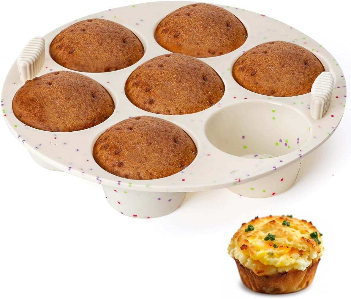 2-Pack Silicone Mini Muffin Pans With Metal Frame - 6 Cup Each, Nonstick & Dishwasher Safe