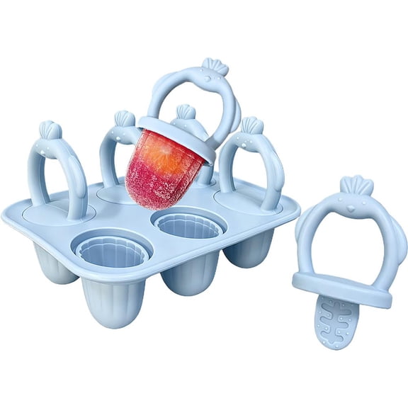 Silicone Mini Popsicle Mold with 6 Flexible Molds for Homemade Healthy Snacks and Easy Demolding