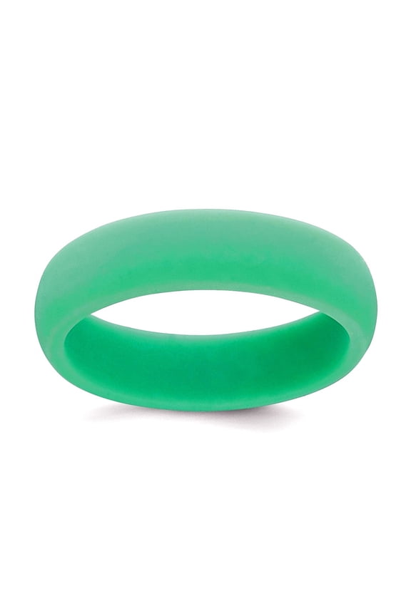 Silicone Mint Green 5.7mm Domed Band Size 6 Ring for Women and Men - .8 Grams