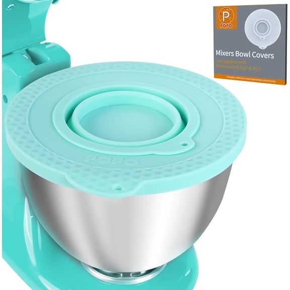 Silicone Mixers Bowl Cover Compatible with KitchenAid 4.5-5 Quart Tilt-Head Stand Mixers Bowl,with Collapsible Small Bowl(Blue)