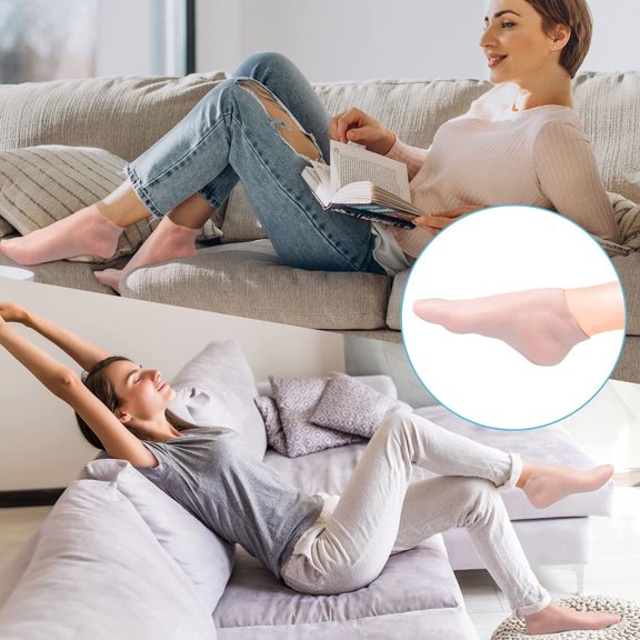 Silicone Moisturizing Foot Care Socks, Reusable Foot Covers for Dry Skin Care Beach Home Spa Pedicure and Everyday Foot Routine Beige