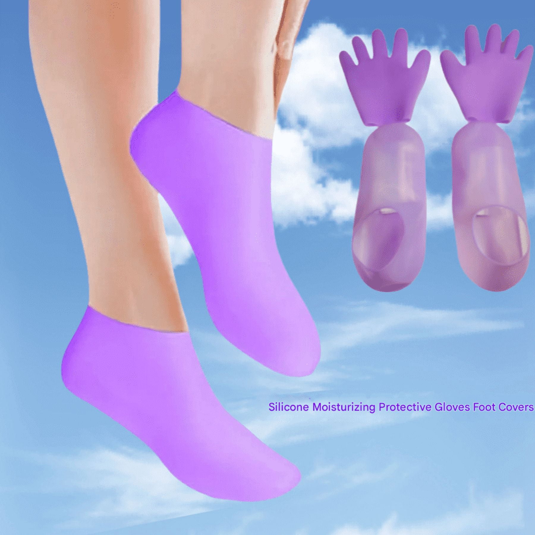 Silicone Moisturizing Socks Crack Proof Purple Foot Cover 1 Piece ...