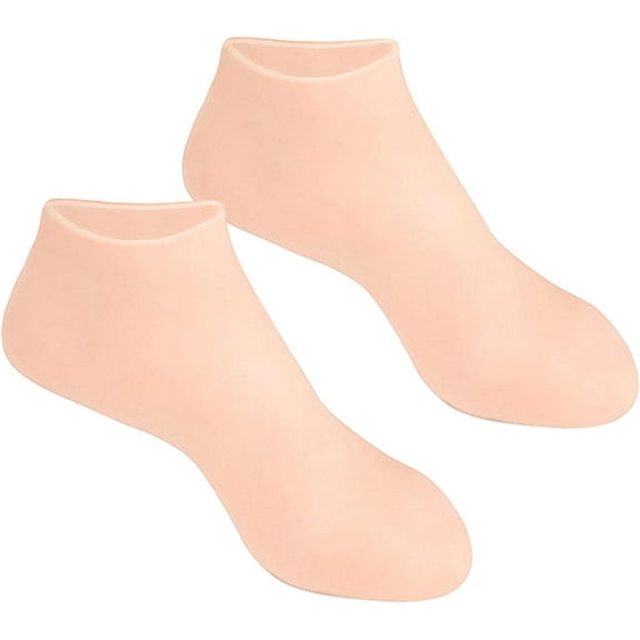 Silicone Moisturizing Socks Pedicure Socks for Dry Cracked Unisex Nonslip Hand Washable Cracked Foot Skin Care Protectors Durable Reusable, Skin Color S