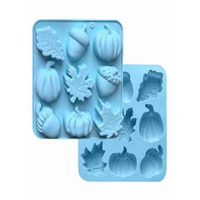 Silicone Mold,9-hole Pumpkin Leaf Acorn Silicone Mold,Autumn Harvest Theme Pumpkin Maple Leaf Fondant Silicone Molds,Fall Fondant Molds for Pudding Chocolate Hard Candies Dessert
