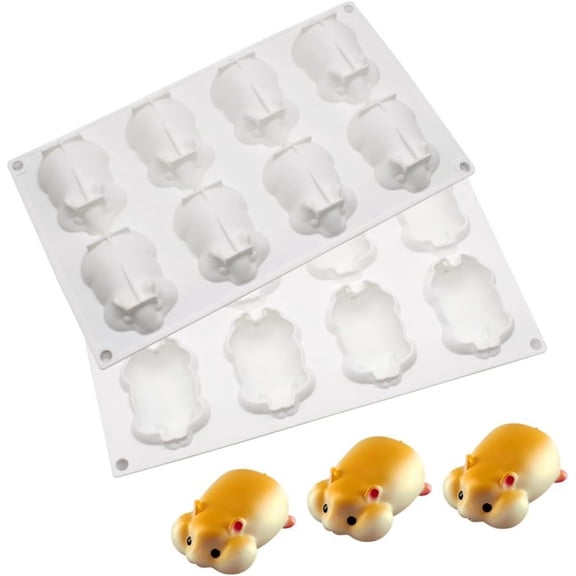 Silicone Mold for Baking Cakes,Soap Molds,Flower Shape Silicone Molds for Homemade French Dessert Mold for Pastry Chocolate,Jelly Chocolate Mold ＆ Ice Cube Tray (I_ Hamster)