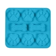 thumbnail image 1 of Silicone Mold Blue 6 Cavity Paws and Bones for Dog Treats Baking, 1 of 6