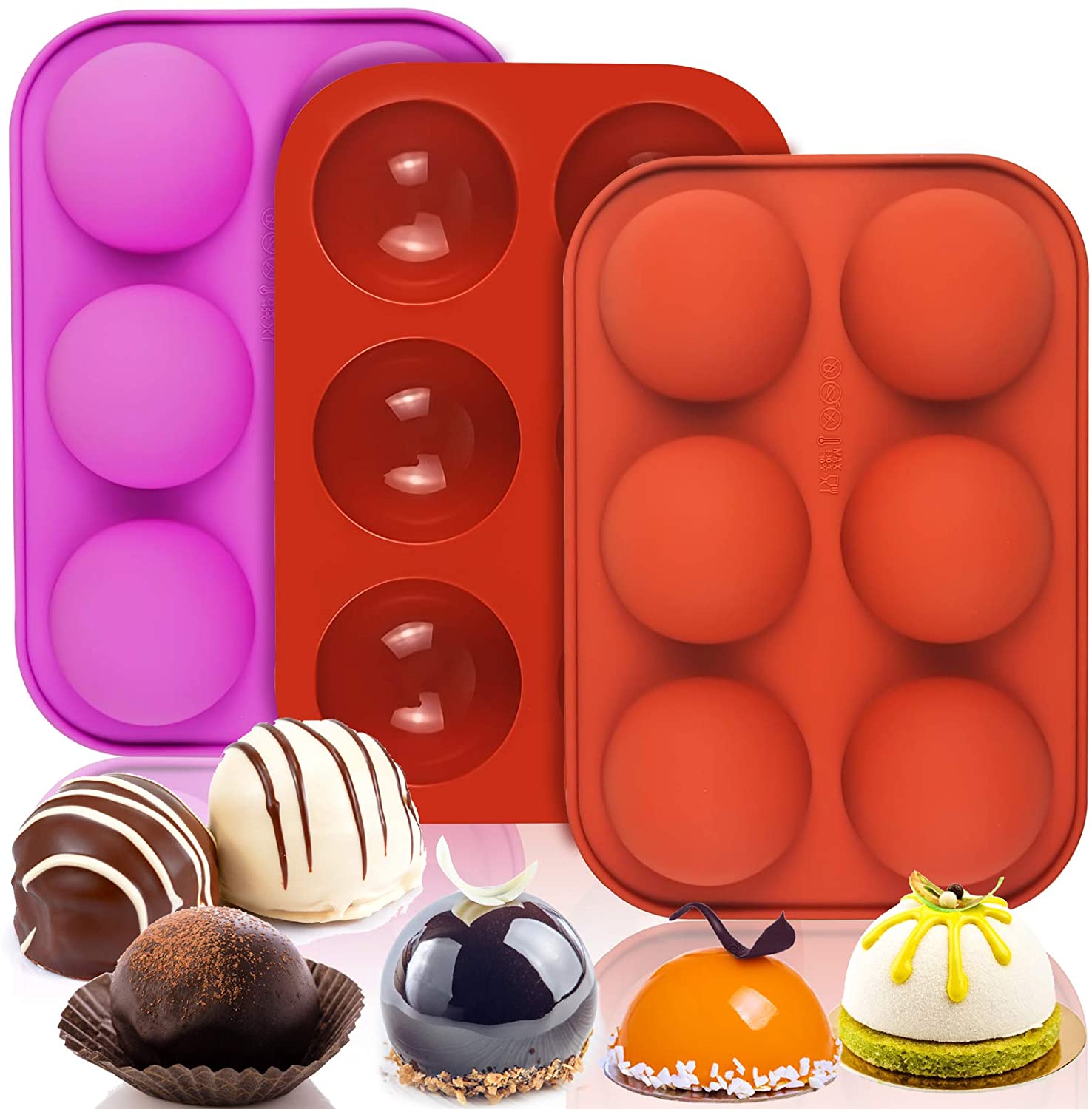 Silicone Mold for Hot Chocolate Bomb BUSOHA 3 Pack 6 Cavity Hot Cocoa