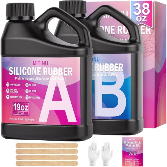 Silicone Mold Making Kit, 38.8oz 15A Elastic Liquid Silica Gel for Casting Resin molds and Candle & Soap Mold,Fast Cure Translucent Platinum Silicone Rubber