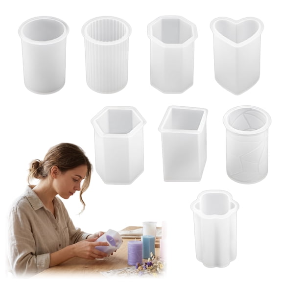Silicone Mold Making Kit, 8 Piece Set for Candle, Soap & Resin Crafts, Multiple Shapes Reusable