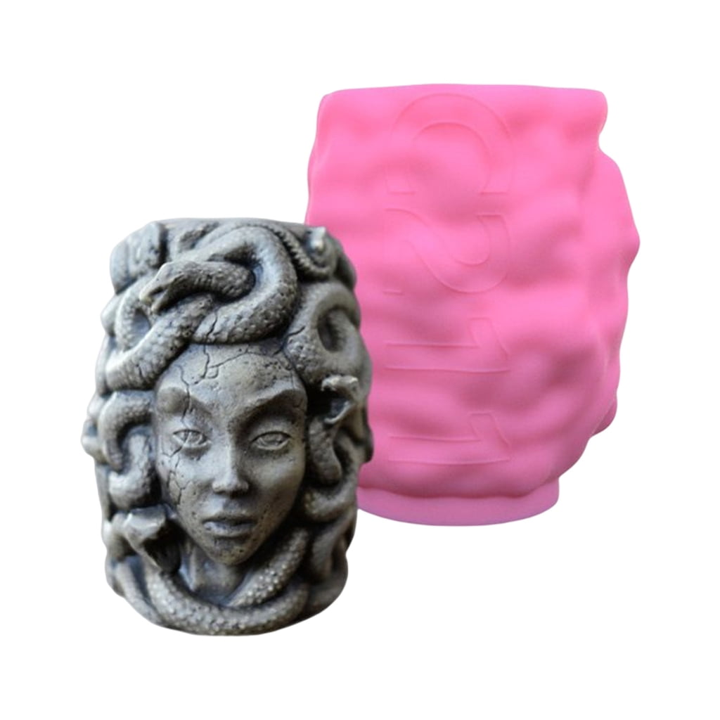Silicone Mold Snake Girl-Head Planter Vase Mold Pen Holder Mold for Resin Epoxy Casting Concrete Mold Home Decor