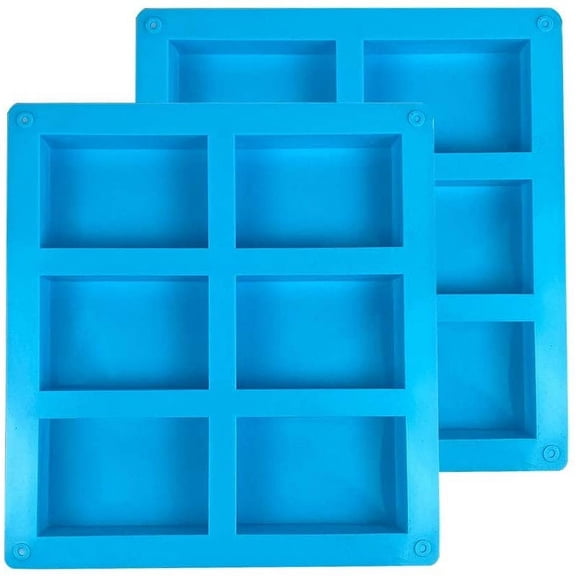 Silicone Mold Soap Mold 2 Pcs 6 Cavities Rectangle DIY Silicone Mold for Cake Baking Chocolate Biscuit Ice Cube Homemade Handwork