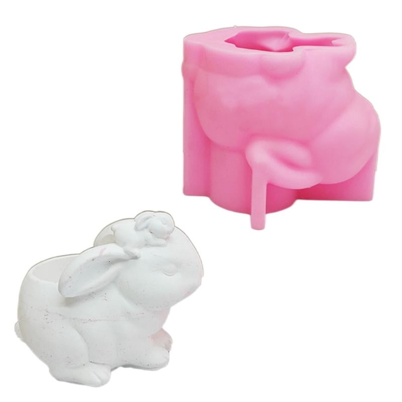 Silicone Mold DIY Flower Pots Casting Mould Succulent Planter Molds Rabbit Shaped Pen Holder Moulds Epoxy Resin Molds
