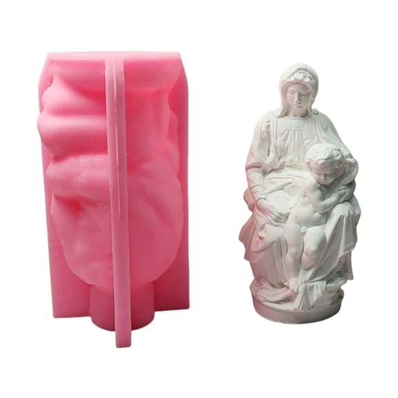 Silicone Mold for Crafting Mother and Child Figurine Religious Figurine Making Mould Gypsum Home Decoration Mould