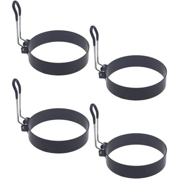 Silicone Molds 4pcs Egg Frying Ring Stainless Steel Egg Cooking Mold Egg Shaper Pancake Mold Eggs Maker Non Stick Round Egg Cooker for Frying Pancake Sandwiches Metal Handle English Muffins