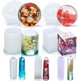 thumbnail image 1 of Silicone Molds 7 Piece Three Spherical Cylindrical Crystal Column Pendant Resin Diy Glue Jewelry Set Tools Clear, 1 of 1