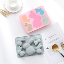 Silicone Molds for Baking - 5 Cavities Cake Mold Food Grade Non Sticky Flexible Easter Bunny Shape Fondant Silicone Mold for Cookies, Oreos, Candy, Soap, Cupcake, Pudding