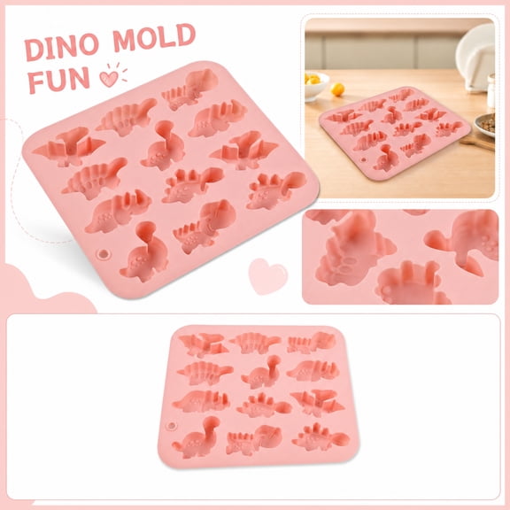 Silicone Molds for Baking Dinosaur Shaped Chocolate Cake Mold, 12 Cavity Reusable Freezing Trays and Resin Casting Molds, Creative Family DIY Pastry Dessert Making Tools