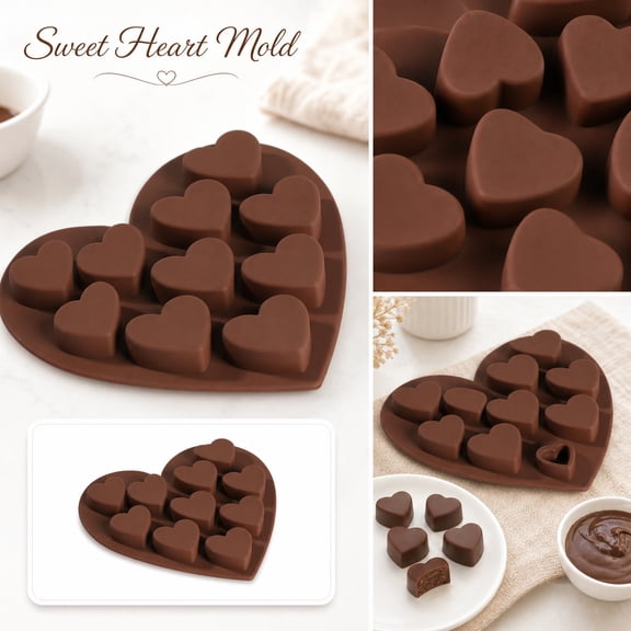 Silicone Molds for Baking, Heart Molds for Baking, Candy Molds Silicone, Silicone Molds, Smooth Surface 6X6X1 Inch Heart Form Tray for Diy Custom Cakes, Hard Candy Making,