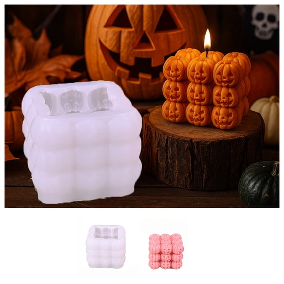 Silicone Molds for Crafts, Halloween Puzzle Cube Pumpkin Carving Diffuser Mold, for Custom Holiday Tabletop Display Pieces, Beginner Friendly Creative Craft Supplies, Premium Soft