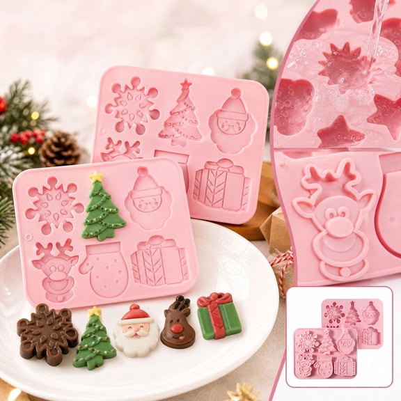 Silicone Molds For Crafts, Christmas Silicone Molds, Food Grade Flexible Tray For Plaster Of Paris, Home Baking