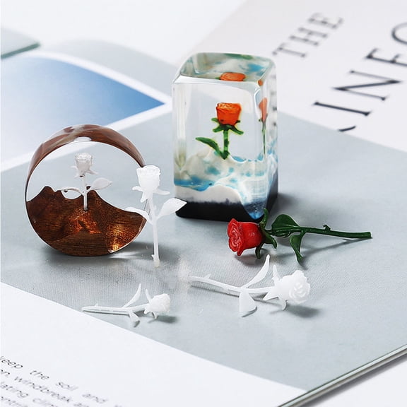 Silicone Molds Resin Roses for Jewelry Making 4 Pcs Three-dimensional Models Decoration Home Craft White
