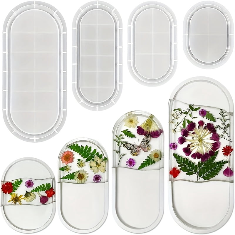 Silicone Molds, Set of 4 Oval Tray Molds, Jewelry Holder Resin Mold Silicone, Silicone Storage Molds for DIY Resin, Clay, Gypsum, Perfect for Home Decor
