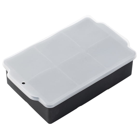 Silicone Mould with Lid, 6 Compartment Large s Tray for Whiskey, Beverages, and Household Ice Making, Flexible Non-Stick Box for Easy Removal