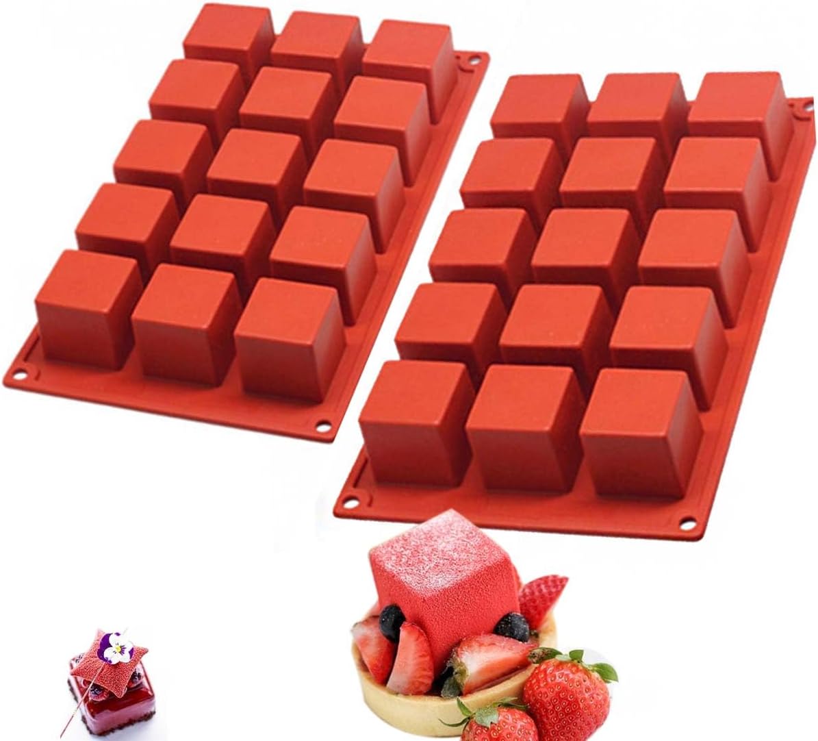 Silicone Mousse Cake Molds (2 Pack) Candy Molds, Mini Petit for Cups