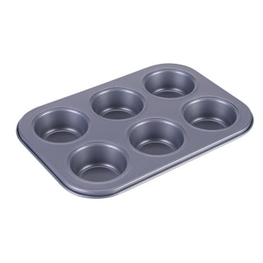 Silicone Muffin Baking Pan & Cupcake Tray 6 Cup - Nonstick Cake Molds/, Large Silicon Bakeware, BPA Free, Dishwasher & Microwave Safe (6 Cup Size, Grey)