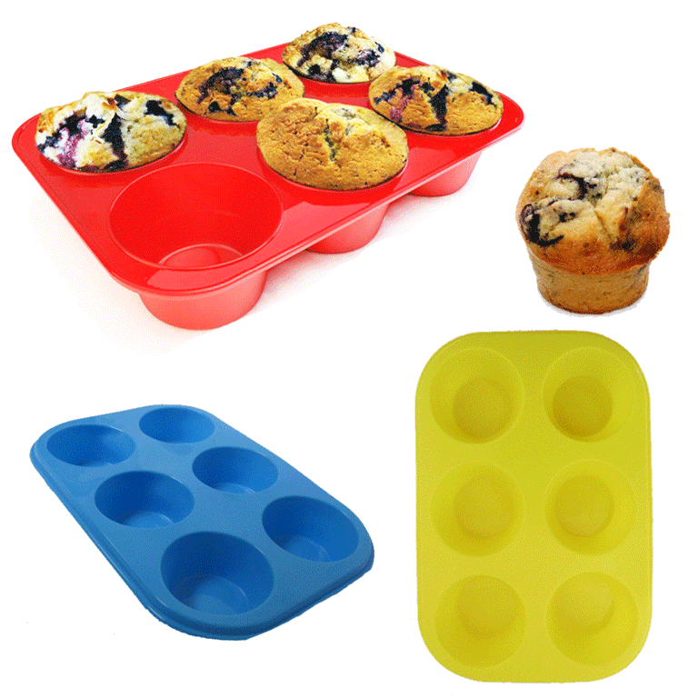 Vnray Silicone Muffin Baking Pan & Cupcake Tray 6 Cup - Nonstick