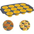 Silicone Muffin Pan, 12 Cups Cupcake Pans with Metal Frame Nonstick ...