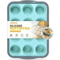 thumbnail image 1 of Silicone Muffin Pan, 12 Cups Non-Stick Cupcake Pan, BPA-Free Muffin Tin, Oven-Safe 450 °F, Reinforced Steel Frame, Easy-Grab Handles, Quick-Release Baking Molds for Standard & Mini Treats(Mint Green), 1 of 6