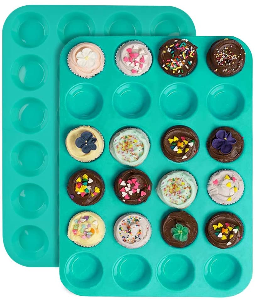 Silicone Muffin Pan, 24 Mini Cupcake Pan for Cream Cheese Fat Bombs