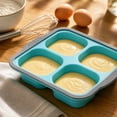 thumbnail image 1 of Silicone Muffin Pan, 4 Cup Non Stick Cupcake Baking Mold Food Grade Muffin Tin with Easy Grip Handles Fast Release Bakeware for Brownies Egg Bites Mini Cakes Dessert Treats(Mint Green), 1 of 6
