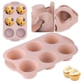 thumbnail image 1 of Silicone Muffin Pan – 6-Cup Round Baking Mold, Nordic Pink, Non-Stick, BPA-Free, Oven & Microwave Safe, Perfect for Muffins, Cupcakes, Brownies, 1PC, 1 of 7