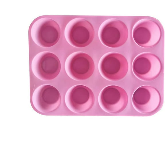 Silicone Muffin Pan, Cupcake Baking Pan, 12 Cups Non-Stick Silicone Mold Baking Accessory, Dishwasher and Microwave Safe for Cupcake, Tarts, Egg Bites-Blue(Pink)