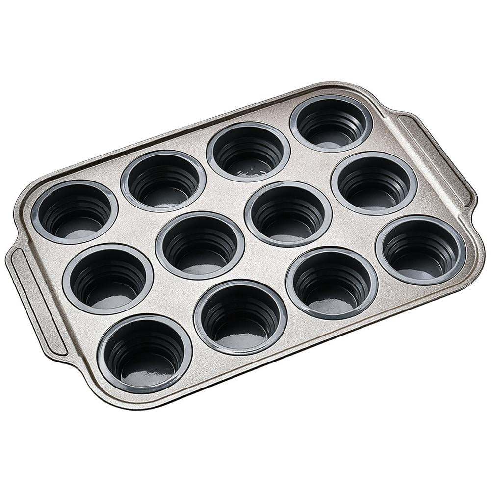Silicone Muffin Pan with Metal Frame – 6 & 12-Hole Options, One-Touch ...