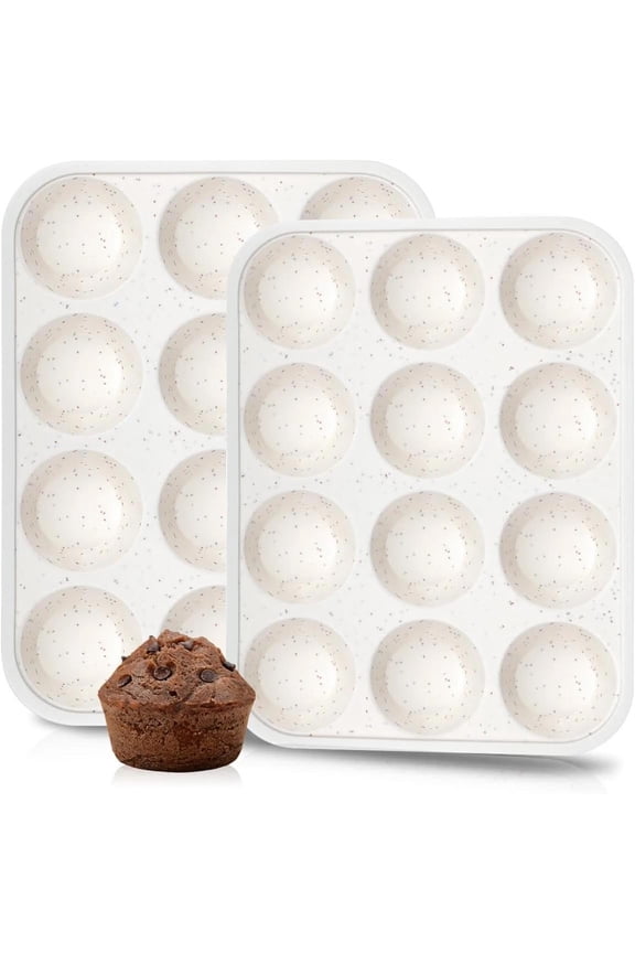 Silicone Muffin Pan, Metal Reinforced Frame Regular Size Cupcake Pan Easy to Mov