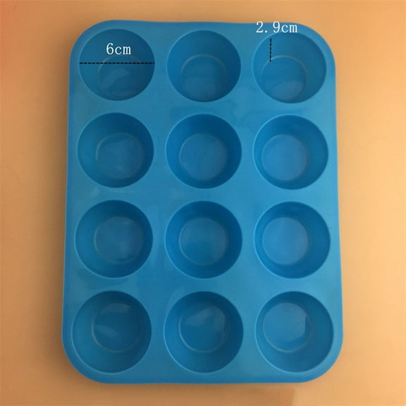 Silicone Muffin Pans for Baking, Cupcake Baking Pan, 12 Cups Non-Stick Silicone Mold Baking Accessory, Dishwasher and Microwave Safe for Cupcake, Tarts, Egg Bites-Blue(Blue)