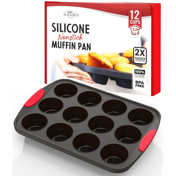 Silicone Muffin Pans Nonstick 12 Cup Silicone Cupcake Molds for Baking