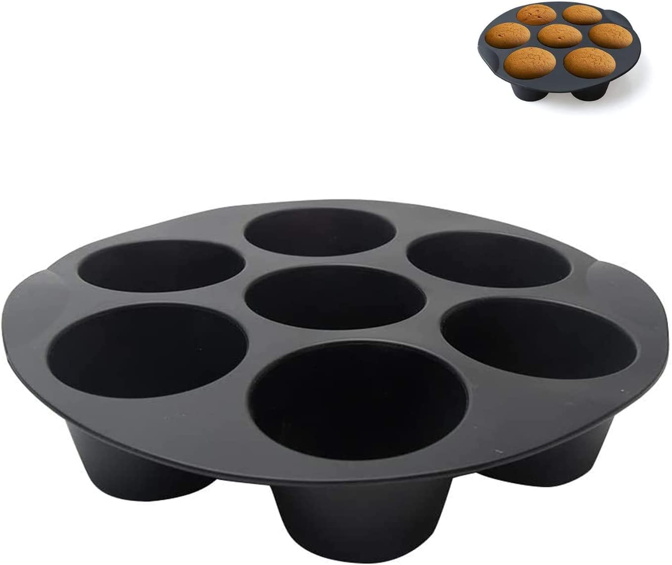 Silicone Muffin Trays,7 Cups Round Muffin Pans,NonStick Baking Mould