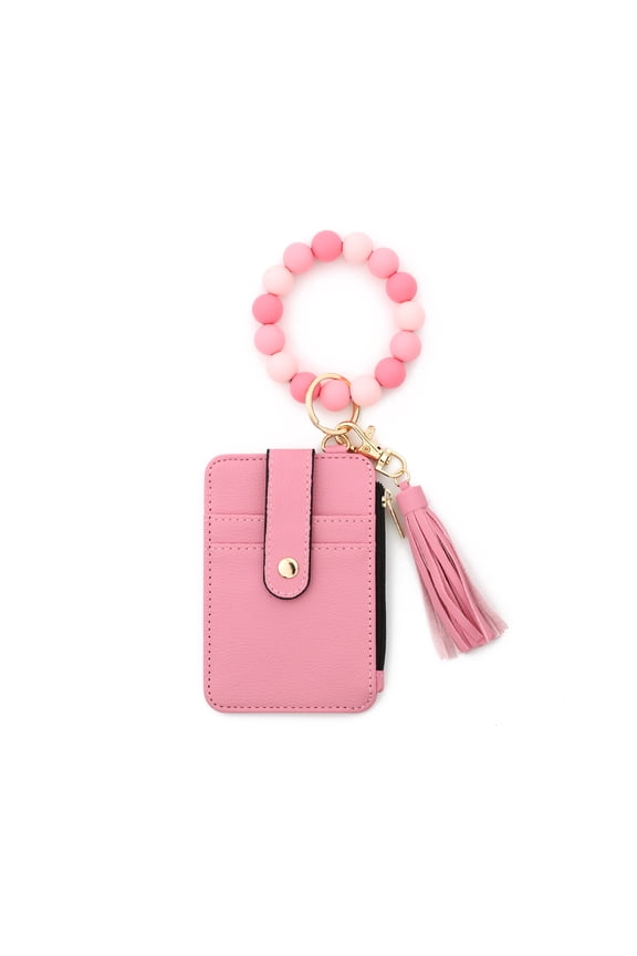 Silicone Multi-Pocket Wrist Purse with Zipper Closure, Compact Card Organizers & Beaded Bracelets for Daily Commute