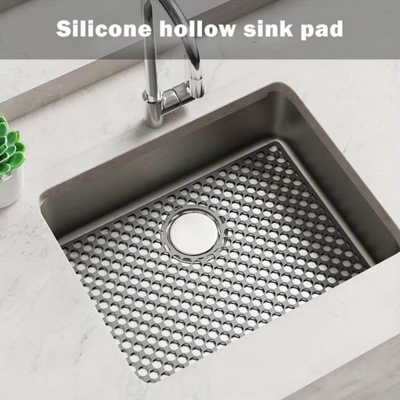 Silicone Multi-Size Sink Drain Mat - Anti-Scratch Honeycomb Design for Kitchen, RV, Bar, and Pot Use