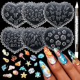 thumbnail image 1 of Silicone Nail Molds 3D Flower Dolphin Turtle Shell Butterfly 3D Flower Mold for Nails Reusable Nail Charm Molds for Gel & Acrylic with Carving Pen Multiple DIY Nail Molds for Art Design Salon Home, 1 of 5